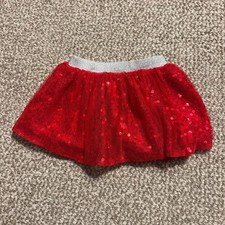 Baby Girl Cat Jack Red Sequin Tulle Skirt Silver Waist 12 Months