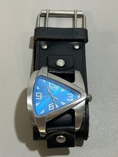 Nemesis Stainless Steel Triangle Teardrop Watch Blue USA Leather Strap FOR PARTS
