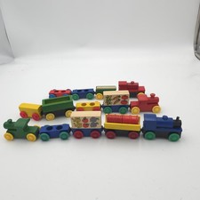 Mixed Lot Wooden Toy Trains Engines Cars BRIO Compatible Thomas Railway 19 pcs