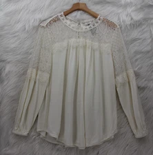 American Rag Cream Lace Tunic Blouse 2X Boho Cottagecore Romantic Feminine #480