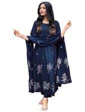 Women's Rayon Viscose Anarkali Printed Kurta with Pant Dupatta