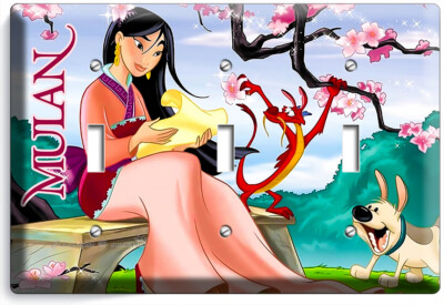 CHINESE PRINCESS MULAN AND DRAGON 3 GANG LIGHT SWITCH WALL PLATE GIRL ROOM DECOR