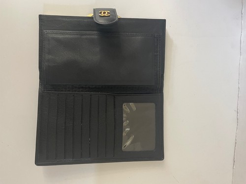 Women's Wallet Black Leather Snap Bag 7"x4" - Picture 5 of 10