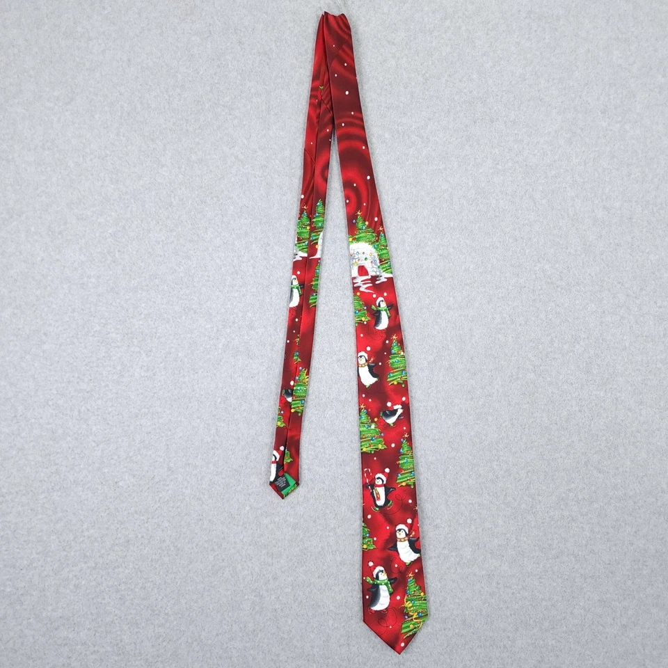 Corbata Jerry Garcia Roja Navidad Vacaciones Pingüino Colección 68 Clásica Para Hombre Foto 2 de 4