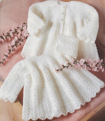 Vintage Strickanleitung für Spitzenkleid und Mantel in Doppelstrick oder 4-fädig 