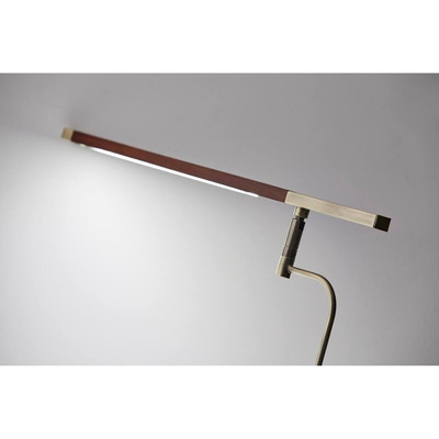 Elegant Barrett Walnut LED Floor Lamp with Antique Brass Finish