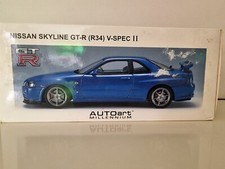 AUTOart 1:18 77335 Nissan Skylin R34 GTR V Spec II Bayside Blue Brand New
