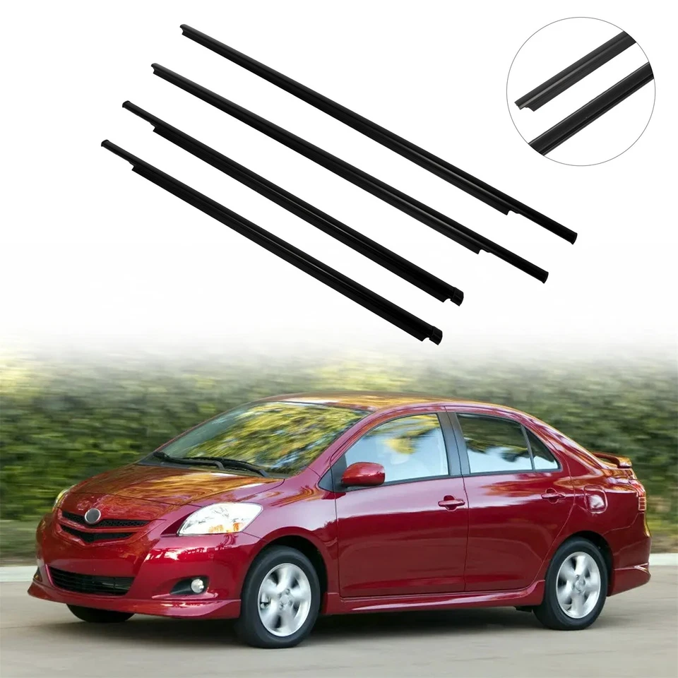 Moldura de cinturón de sellado de ventana de puerta delantera y trasera para Toyota Yaris 2007-2016 sedán Foto 3 de 4