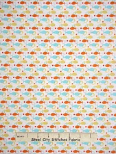 Fish Fabric - Fishes Goldfish Bubble Rings White C3296 Timeless Treasures - Yard
