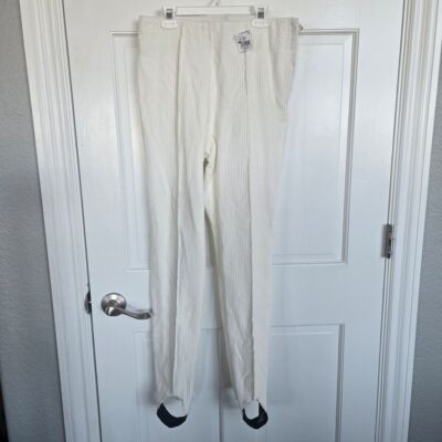 Vintage Bogner Corduroy ski Pants Womens Size 8 Trouser Stirrup Pleat off-white