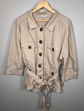 Cato Safari Utility Jacket Beige Khaki Belted Button-up Casual 3/4 Sleeve 26/28w