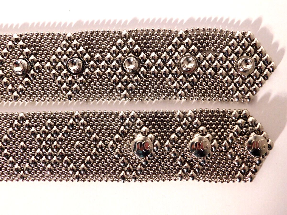 Designer SERGIO GUTIERREZ SG LIQUID METAL Mesh Silver / Cheetah Belt MEDIUM SG Liquid Metal Bracelet Sergio Gutierrez Silver Tone B45-AS  main image 2