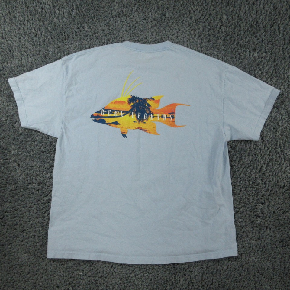 Reel Legends Shirt Mens 2XL Blue Graphic Tee Fish Beach Short Sleeve eBay