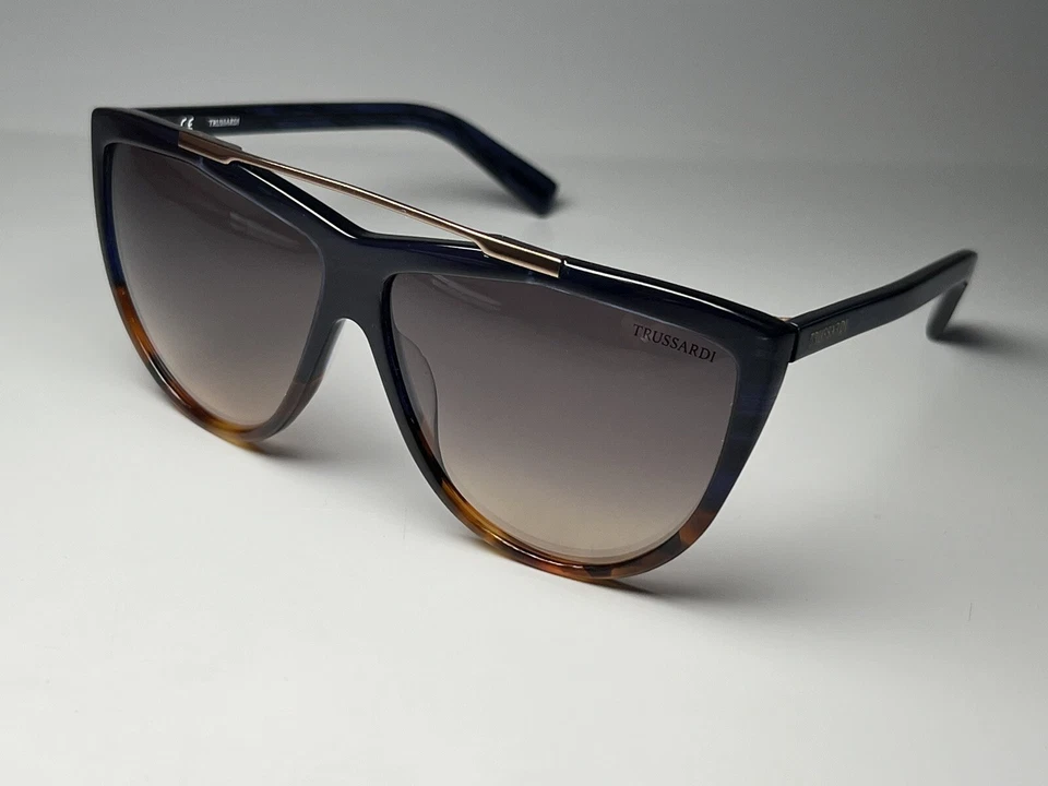 Nuevas gafas de sol Trussardi para mujer STR140 Havana - azul 61-140 auténticas Foto 2 de 4