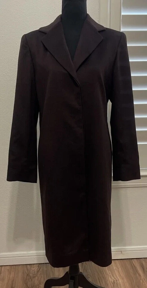 Bergdorf Goodman Women's Brown Angora Rabbit Wool Overcoat Size 10 Italy Made - Image 3 of 4