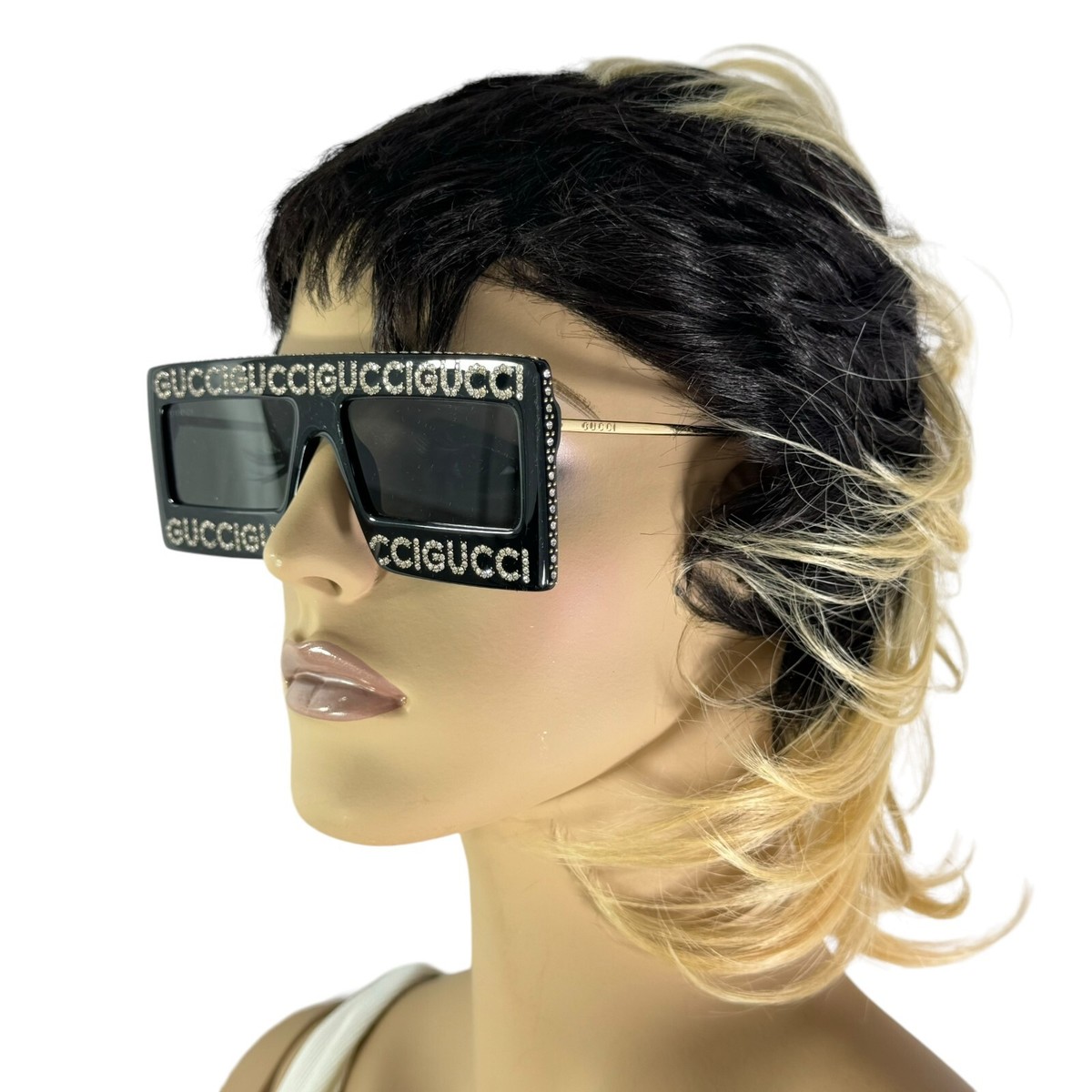 $1305 GUCCI Black Gold Hollywood Forever Crystal GG0431S 