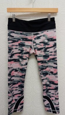 Lululemon Pink Black Faded Camo Athletic Wear Pull On Pants