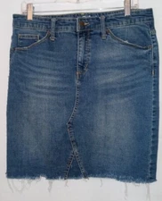 Universal Thread Denim Skirt 12 Raw Edge Frayed Hem Mini Women's