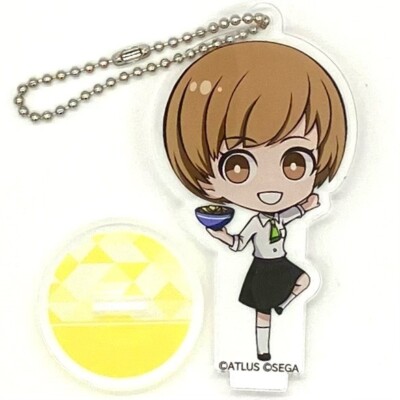 Persona 4 Chie Satonaka Acrylic Stand with Key chain Sega Cafe Collaboration P4