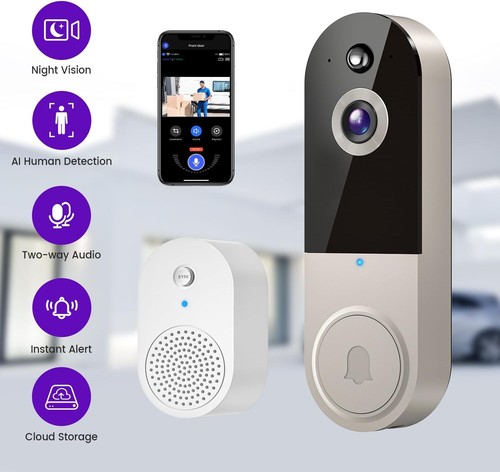 Videocitofono wireless Smart Wi-Fi telecamera di sicurezza campanello campanello ingresso e uscita - Foto 2 di 29