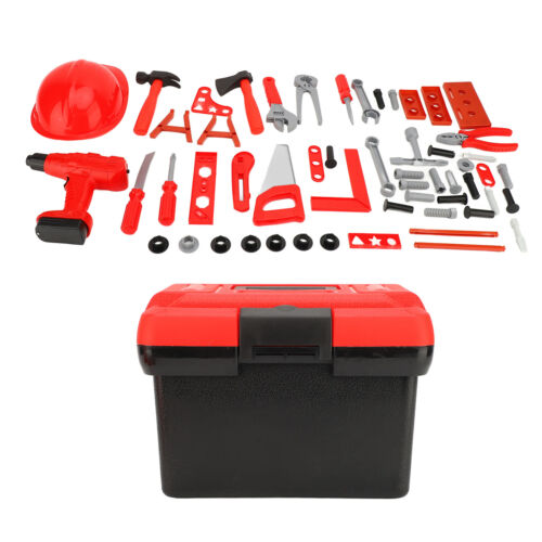55 Pcs Kid Tool Set Pretend Play Toddler Tool Toy Costume &Tool Box Drill Tools