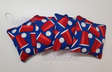 Cornhole Bean Bags - Corn Or Resin Set of 4 Nightlife - Blue Solo Cups