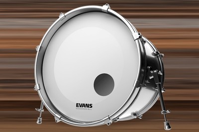 EVANS EQ3 COATED WHITE BASS RESO DRUM HEAD WITH PORT (SIZES 18'' TO 26'')