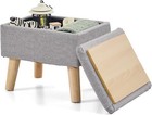Linen Storage Ottoman Foot Rest for Couch, Foot Stools for Living Room (Gray)
