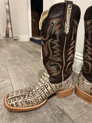 R. Watson Boots Orix Hornback Caiman Tail Square Toe Cowboy  Mens 11D
