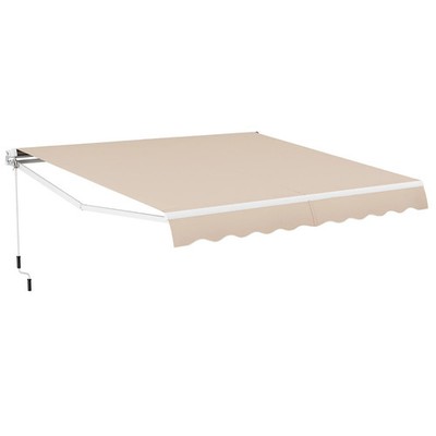 12' x 10' Retractable Patio Awning Aluminum Deck Sunshade Shelter Outdoor Beige