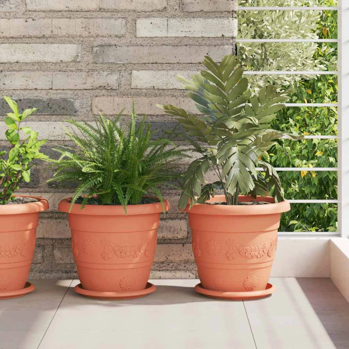 Flower Tray 24-Pack Brick Red Ø 19 x 2 cm Plastic Round Plant Display Trays Set