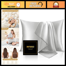 Silk Pillowcase for Hair  Skin, 20x26" Standard Size, Soft Cooling Case, Light