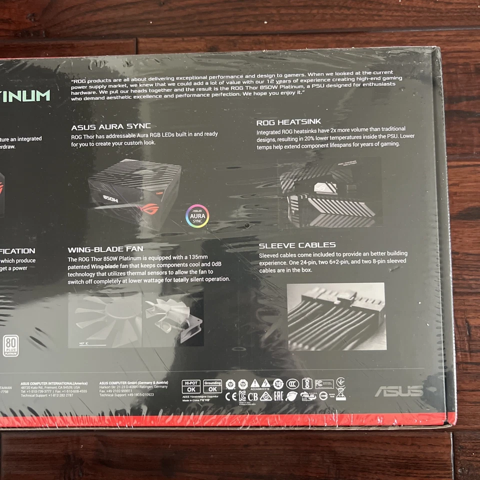 ASUS ROG Thor 850W Platinum Certified Fully-Modular RGB Power Supply New - Image 4 of 4