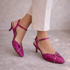Benjamin Adams Womens Pink Silk Diamante Occasion Shoes UK 5