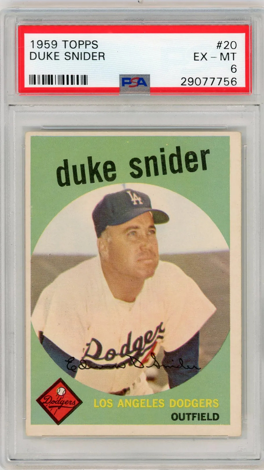 1959 Topps Duke Snider #20 PSA 6