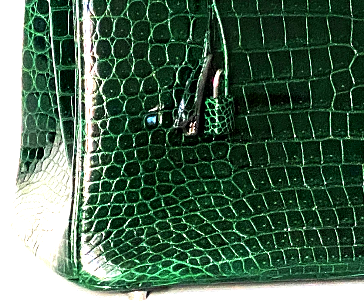 Hermès Birkin 40 Green Vert Fonce Shiny Porosus Crocodile New | eBay