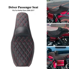Driver Backrest & Red Stitching Step Up Seat For Harley Dyna Low Rider 2006-2017