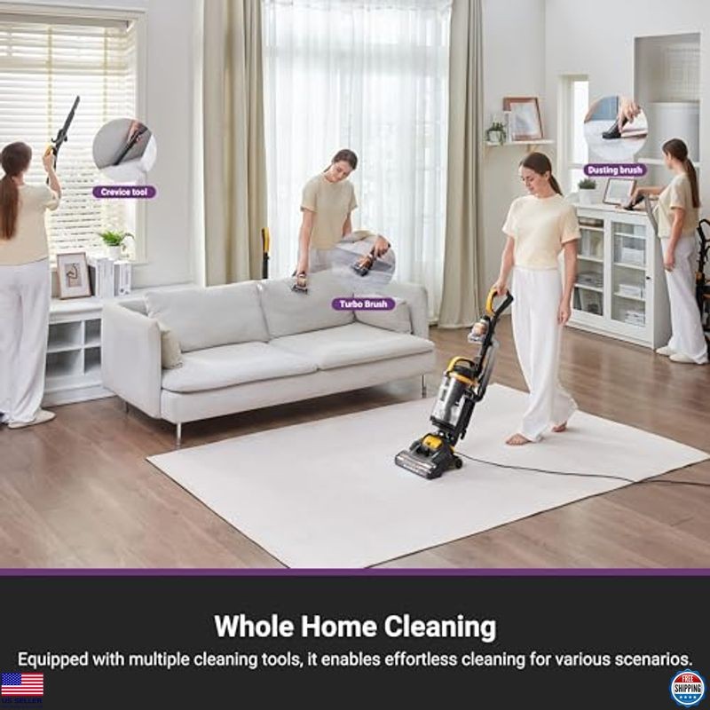 Powerful Bagless Upright Vacuum Cleaner for Carpet & Pet Hair, Lightweight,