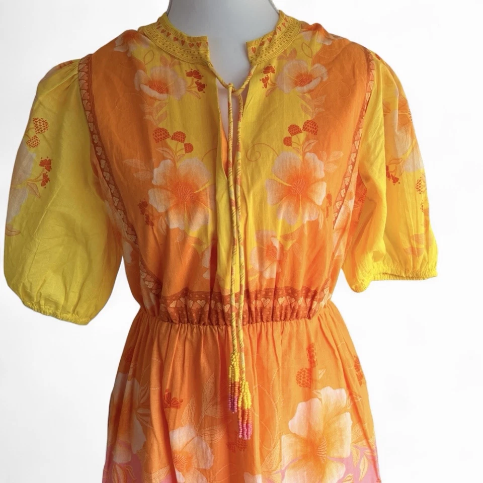 Farm Rio x Anthropologie S Short-Sleeve Tiered Midi Dress Maxi NWOT - Image 2 of 4