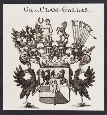 Clam-Gallas Wappen coat of arms Adel Heraldik Kupferstich 1820