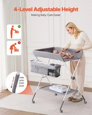 Baby Changing Table, Foldable Diaper Change Station with Side Basket, Adjustable