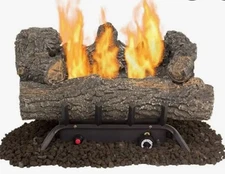 Allen + Roth Gas Log Set Black Willow Natural Gas Dual Burn 18in X 16.75 X 13.25