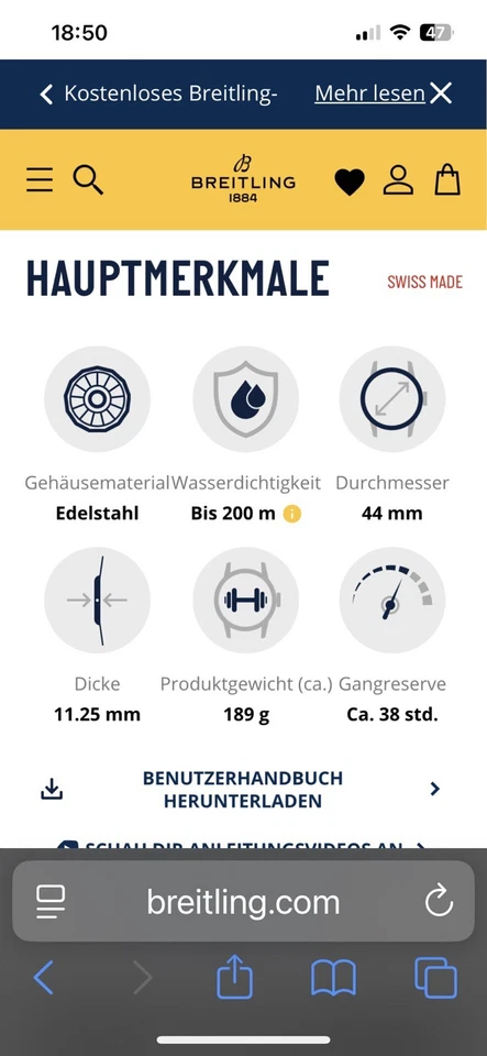 Breitling Colt 44 blau Automatikuhr Uhr A17388101C1A1 Automatic Blue Fullset - Bild 2 von 4