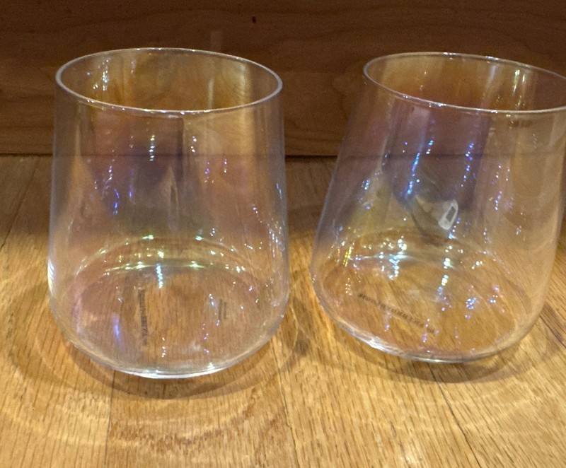Anthropologie The Morgan Collection Stemless Iridescent Wine Glass Set Of 2