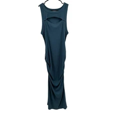 Michael Stars Lucinda Dress Size Large NEW Midi Pebble Ultra Ribbed NWOT Cutout 