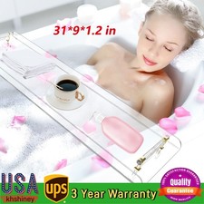 Acrylic Large Tub Tray Holder Luxury Bathtub Storage Rack Caddy Shelf w/ Handle