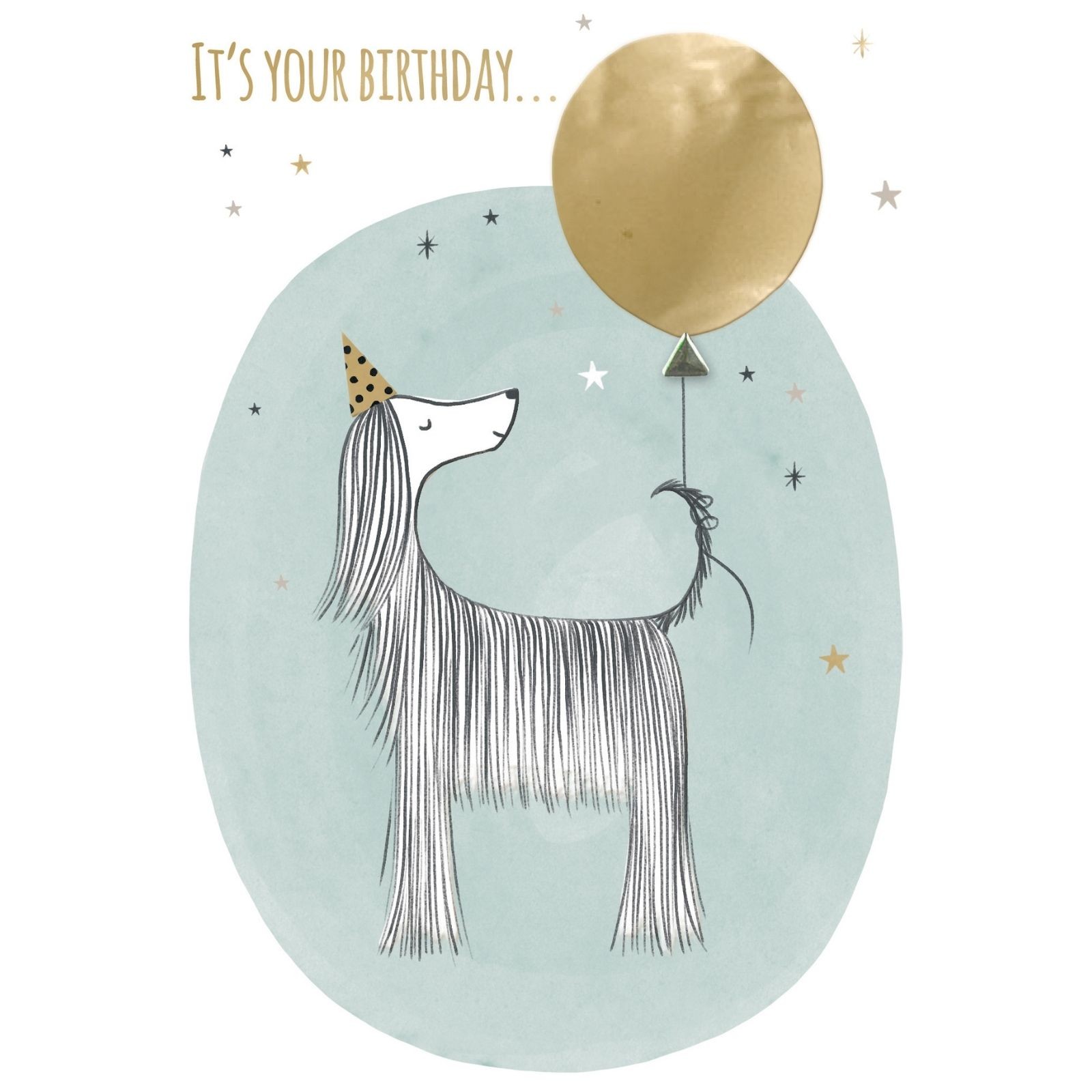 Hand-Finished Dog Birthday Greeting Card Embellished Party Balloon For Her