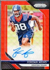Jordan Akins Rookie Card 2018 Panini Prizm Autographs Prizms Red Wave /99 #73 