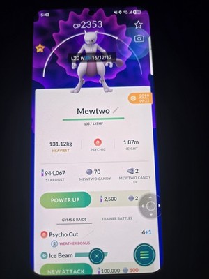 Mewtwo 2019 Pokemon GUARANTEED LUCKY Go Pokémon Registred Only