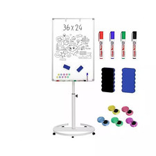 1-Pack Height Adjustable Mobile Magnetic Dry Erase Easel Board with Flipchart Ho